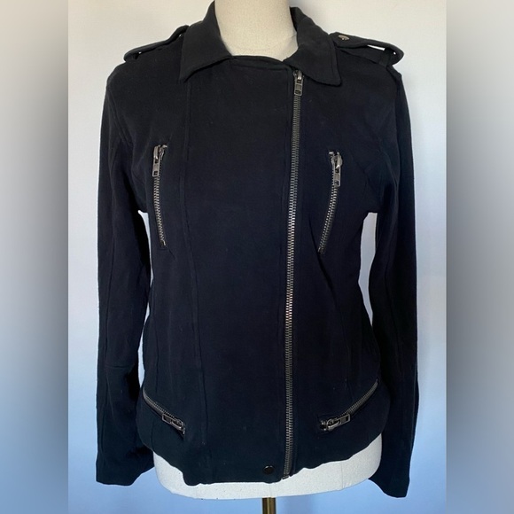 NEW w/TAGS CHASER Women's Asymmetric Zip Jersey Knit Black Moto Jacket Size Med. - Picture 3 of 6